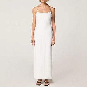 Japna White Linen Blend Maxi Slip Dress | Size Small